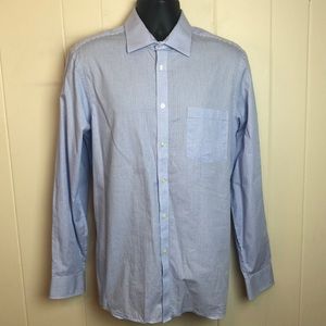 Michael Kors Long Sleeve Buttondown Shirt Regular Fit Blue White Sz L